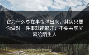 它为什么总在半夜弹出来，其实只要你做对一件事就能躲开：不要共享屏幕给陌生人