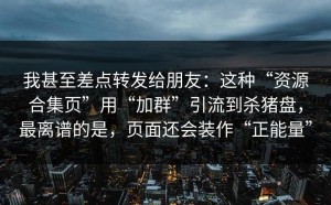 我甚至差点转发给朋友：这种“资源合集页”用“加群”引流到杀猪盘，最离谱的是，页面还会装作“正能量”